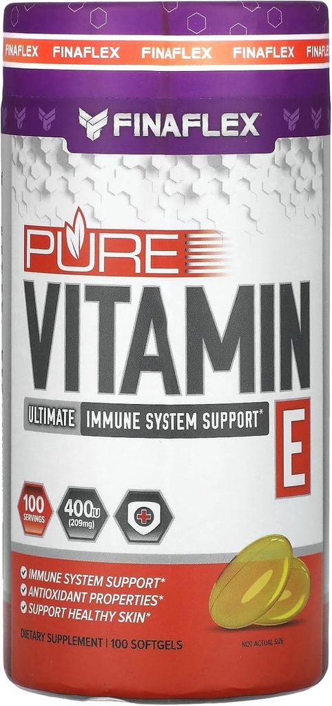 FINAFLEX Vitamina Pura E - 100 Softgels - Soporte de sistema inmunitario, Esquí de Curas de Nutridos - 100 Servings