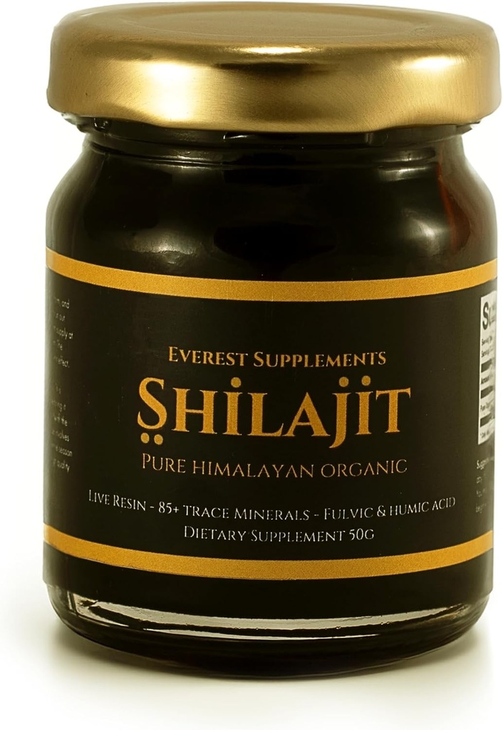 Shilajit Pure Himalayan Organic Shilajit Resin - Shilajit for Men - Gold Grade 500 mg Maximum Potency - 85 Trace Minerals & Fulvic and Humic Acid for Energy Immune Support, 30 Grams (50 Grams)