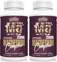 Complejo de Magnesio Liposomal 2200MG Softgels, Threonato de Magnesio, Glycinate de Magnesio, Citrato de Magnesio, Suplemento Tres en uno, Gratuito, 60 Softgels (120 Cuenta (Pack de 2))