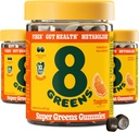 8Greens Daily Fiber Super Greens Gummies - Tangerine Flavor: Boost Immune System " Digestive Health with 8 Real Greens - Non-GMO Formula, Chewables, 50 Gummies, Pack de 3