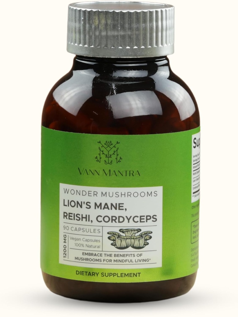 Lion's Mane Mushroom Supplement - 1200mg, 90 Vegan Capsules - Supports Memory, Mental Clarity, Focus, and Concentration - Cognitive Function Booster - Natural Brain Health Formula