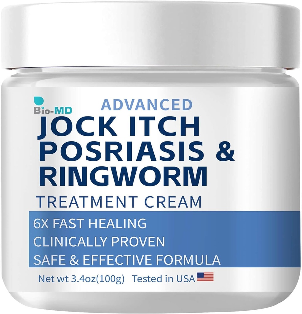 Bio-MD Jock Itch Cream, Jock Itch Cream Extra Strength for Men &amp; Women, Psoriasis Cream, Ringworm Treatment for Humans, Itch Cream - Powerful & Fast Relief