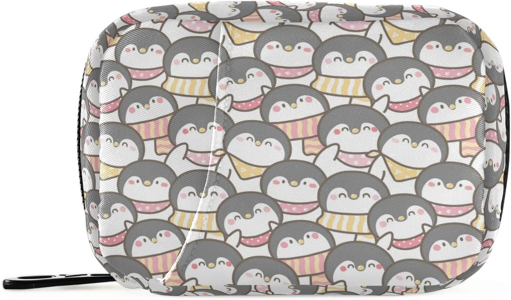 Cartoon Penguin Pill Box 7 Day Pill Case Travel Pill Organizer Bag with Zipper Portable Weekly Case Bag Compact Size for Vitamin Supplement Holder