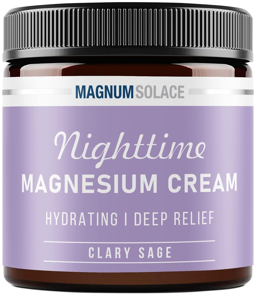 Loción de magnesio – Crema de magnesio de noche – Aplicar a las piernas, los brazos o el tópico - Cloruro de magnesio tópico – EE.UU. Hecho y seguro para niños (Sage de cereza)