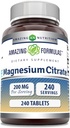 Amazing Formulas Magnesium Citrate | 200 Mg Tablets | Mineral Supplement | Non-GMO | Gluten Free | Made in USA (1 Pack, 240 Count)