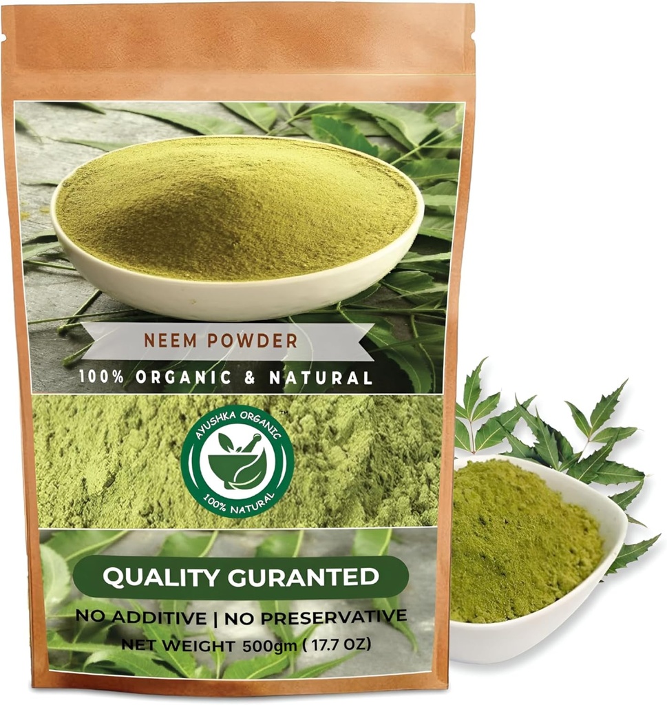 Neem Powder ← Azadirachta Indica Silencio Natural Herbal Suplemento para la piel &amp; Cuidado del cabello (17.7 OZ tención 500 gm)
