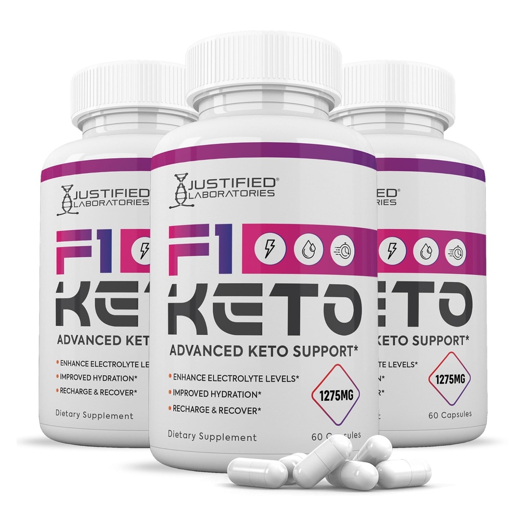 (3 Pack) F1 Keto Pills 1275MG New &amp; Improved Formula Contains Apple Sider Vinegar Extra Virgin Olive Oil Powder Green Tea Leaf 180 Capsules