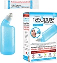 Nasopure Nasal Wash, kit de sistema, “The Nicer Neti Pot” Sinus Wash Kit, Cómodo Nasal Rinse 8 Oz Bottle & 20 Salt Packets (3.75 Grams Cada uno), Congestión nasal, frío, gripe, alergia, riego nasal