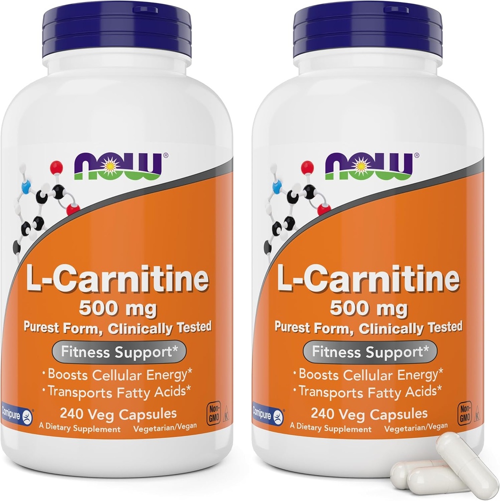 AHORA Alimentos L-Carnitina 500 mg, 240 caps Veg (Pack de 2)