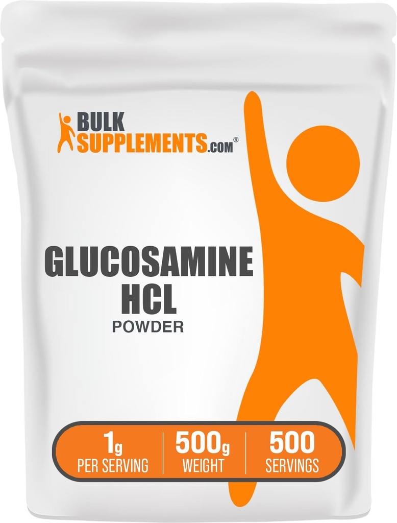 BulkSupplements.com Glucosamine HCl Powder - Glucosamine Supplement, Joint Support Supplement - Gluten Free, 1g per Serving, 500g (1.1 lbs) (Pack of 1)
