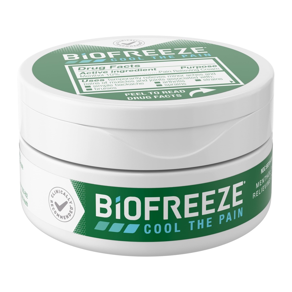 Biofreeze Crema de alivio del dolor para la rodilla, el cuello, la cadera, la articulación, el hombro, " Simple Backache, Aliviador del dolor de la artritis, Alivio del músculo del llanto, Crema de dolor de menta, 3 Oz
