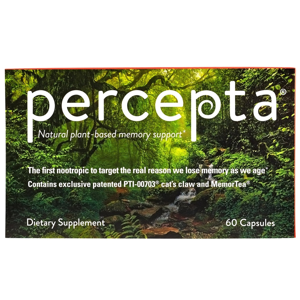 Percepta Soporte de memoria basado en plantas - Booster natural de cerebro nootrópico - memoria, foco, concentración - 30 días de suministro