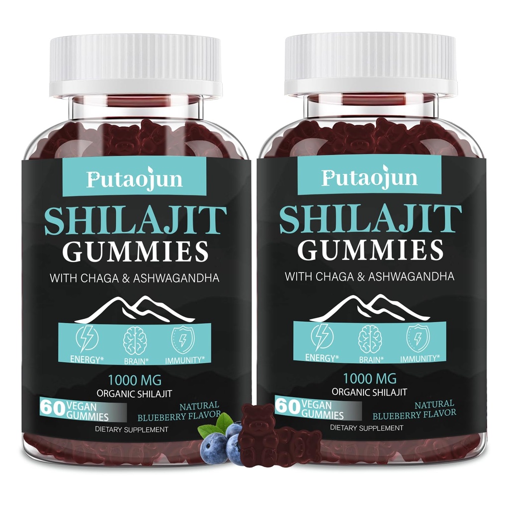 Shilajit Gummies para Hombre & Mujer. Himalayan Gold Shilajit Gummies. 3er partido testado.1000mg puro Shilajit, 200mg Ashwagandha, 200mg Chaga, 100mg Ginseng, 100mg Saw Palmatto, 60mg Black Seed Oil