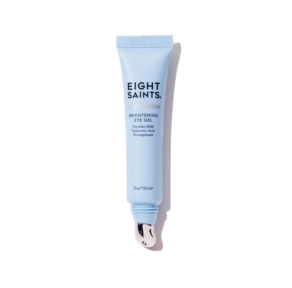 Eight Saints Light Show Brightening Eye Gel, Natural and Organic Anti Aging Cooling Eye Gel to Reduce Puffiness, Wrinkles and Calms Under Eye Skin, 0.5 Ounces