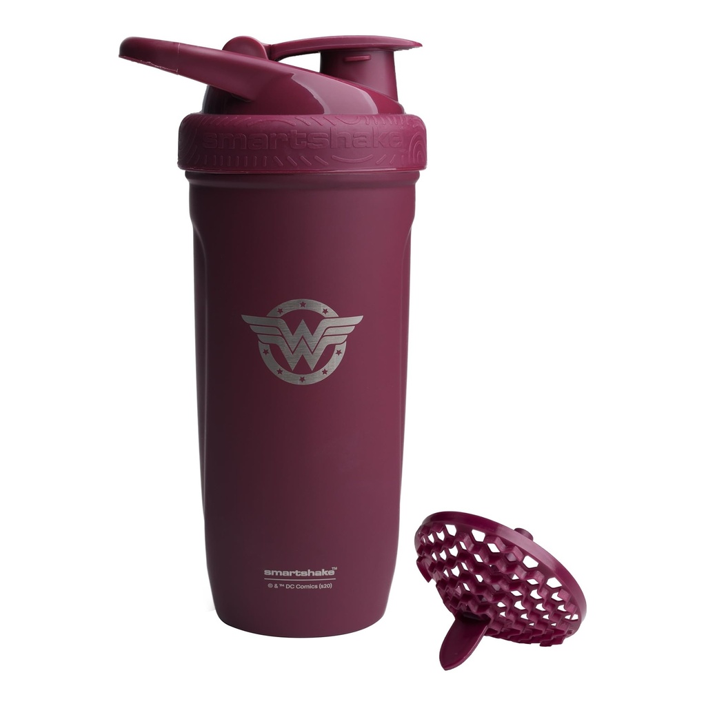 Smartshake DC COMICS Refuerzo Acero Inoxidable Protein Shaker Bottle 900 ml tención 30 oz - Leakproof Screw-on Lid - BPA Gratis – Unisex - No aislado - Wonder Women Logo