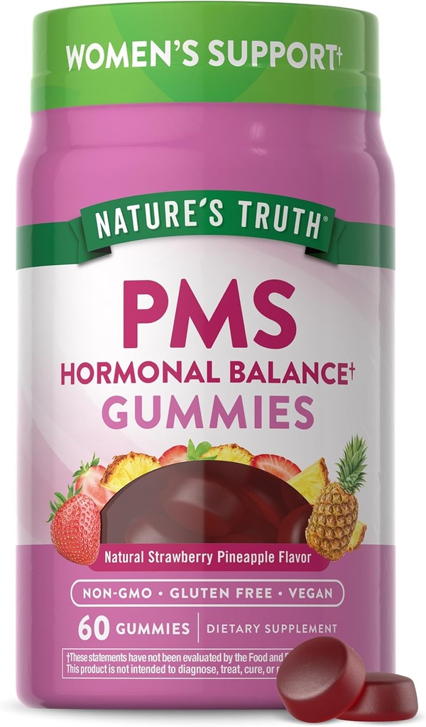 La verdad de la naturaleza PMS Hormonal Balance Apoyo Gummies for Women ← 60 Cuenta ← Vegan, Non-GMO &amp; Gluten Free Supplement