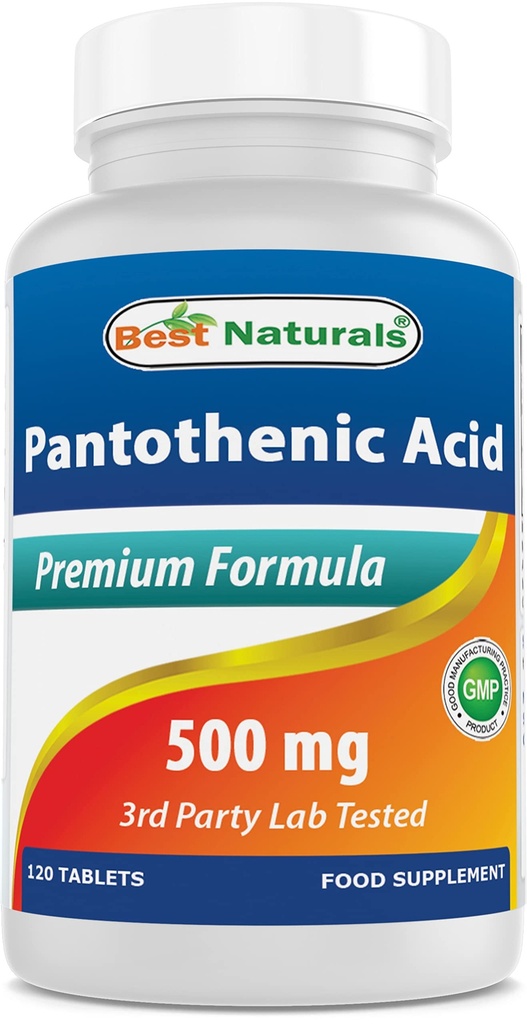 Mejores Naturales Ácido Pantoténico 500 mg 120 Tabletas