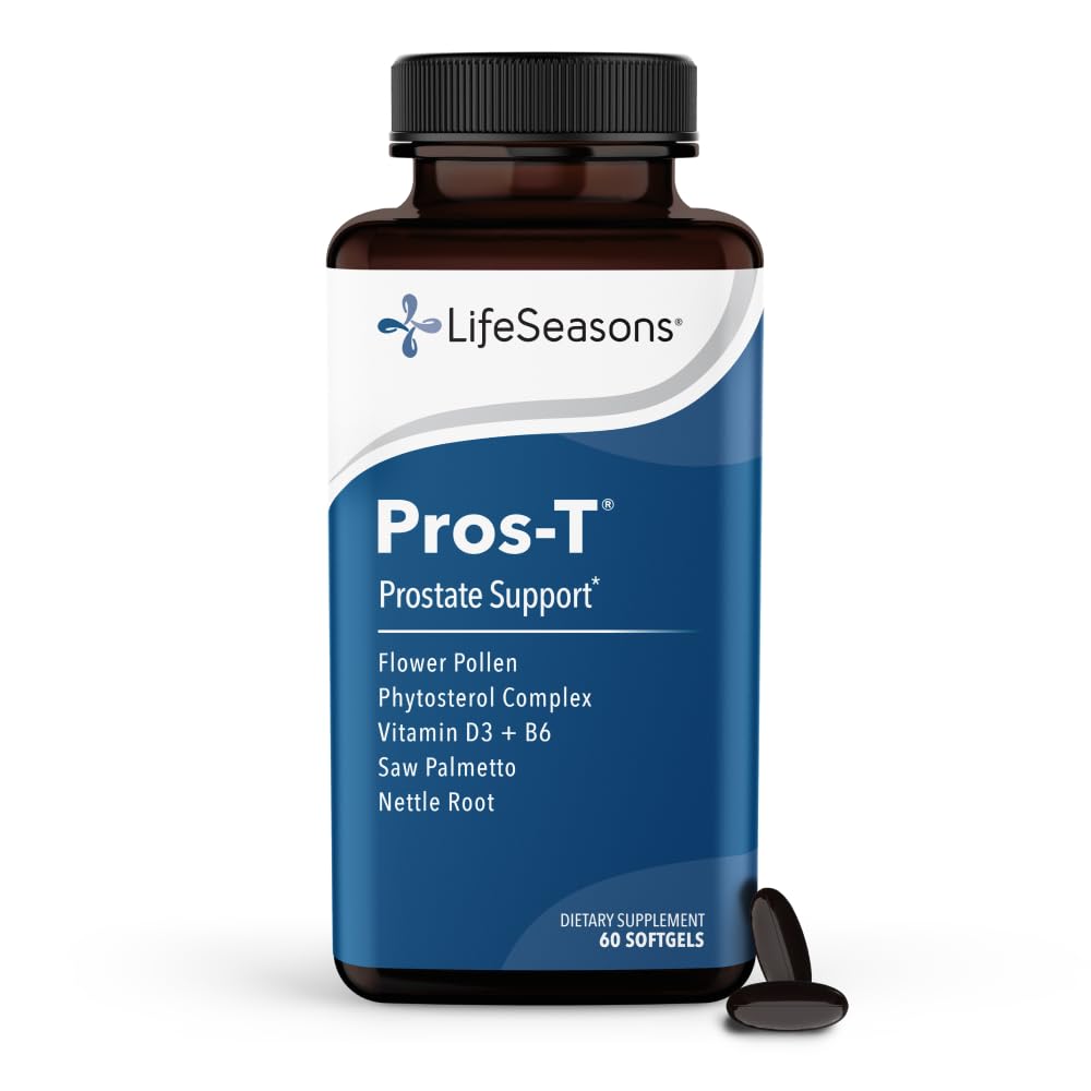 Pros-T - Suplemento de apoyo a la próstata - Saw Palmetto, Phytosterol, Zinc, Nettle, Vitamin D-3 &amp; B6 - Promover la función de próstata saludable " Flujo urinario normal - Mejorar la integridad de tejido - 60 Softgels