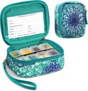 FINPAC Pill Organizers, 8 Compartments Travel Pill Case for Weekly 7 Days Medication Care, Compact &amp; Cute Medicine Vitamin Dispenser and Holders (Esmerald Illusions)