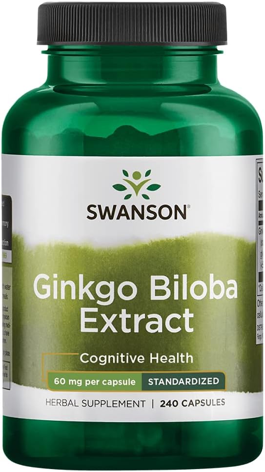 Swanson Ginkgo Biloba Extracto 24% 60 Milligrams 240 cápsulas
