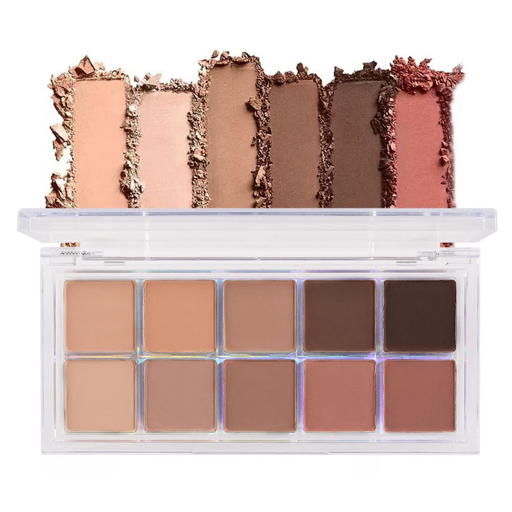 BINGBRUSH 10 Colors Brown Eyeshadow Pallet, Warm Toned High Pigmented Matte Eyeshadow, Natural Neutral Eyeshadow Ultimate Makeup Palette, Vibrant Make Up Pallets Kit