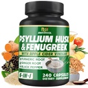 BMVINVOL Psyllium Husk Suplemento de fibra con Fenugreek, Apple Sider Vinegar, Turmeric, Ginger, Black Pepper- Digestion Health Support - 240 cápsulas