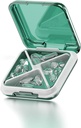 Caja pequeña de pill Caja de agua impermeable caja de carga diaria portátil contenedor de píldoras para el propósito 4 Compartimientos Pocket Compact Medicine Organizer for Fish Oils,Supplements,Medication (Green)