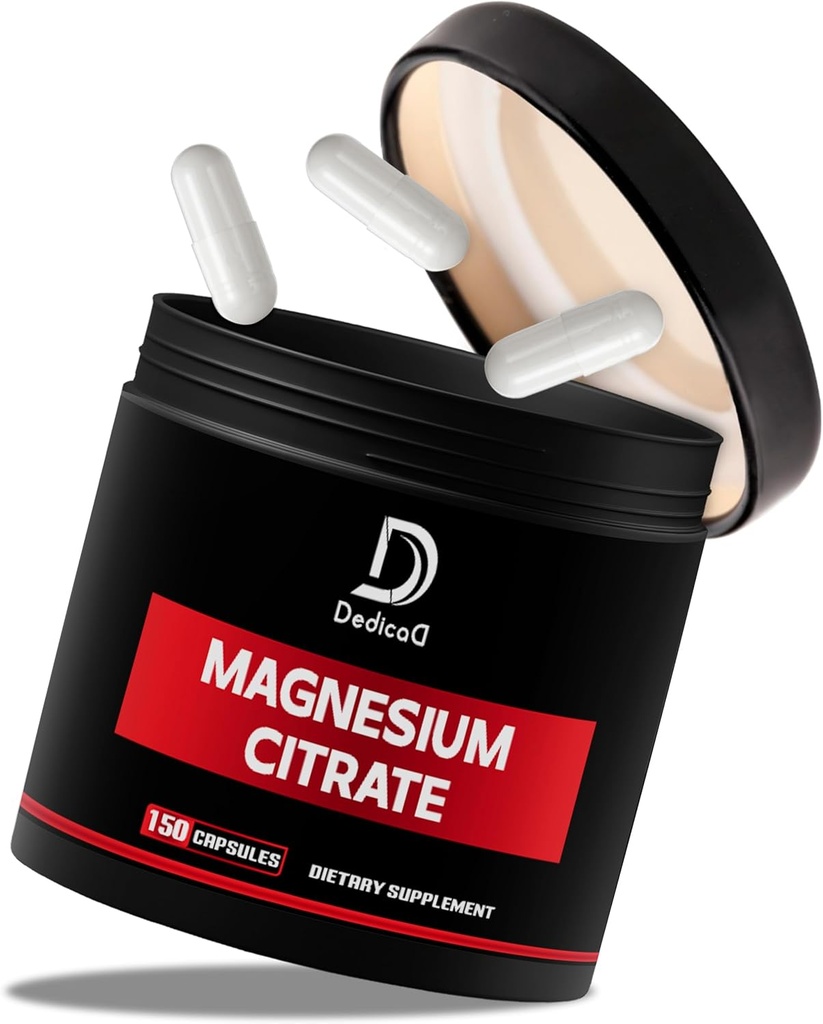Magnesium Citrate 500mg Capsules (Citrato de Magnesio) - Pure Magnesium Supplement to Support Digestive System, Muscle Mass & Energy Production - 150 Capsules for 5-Month Supply