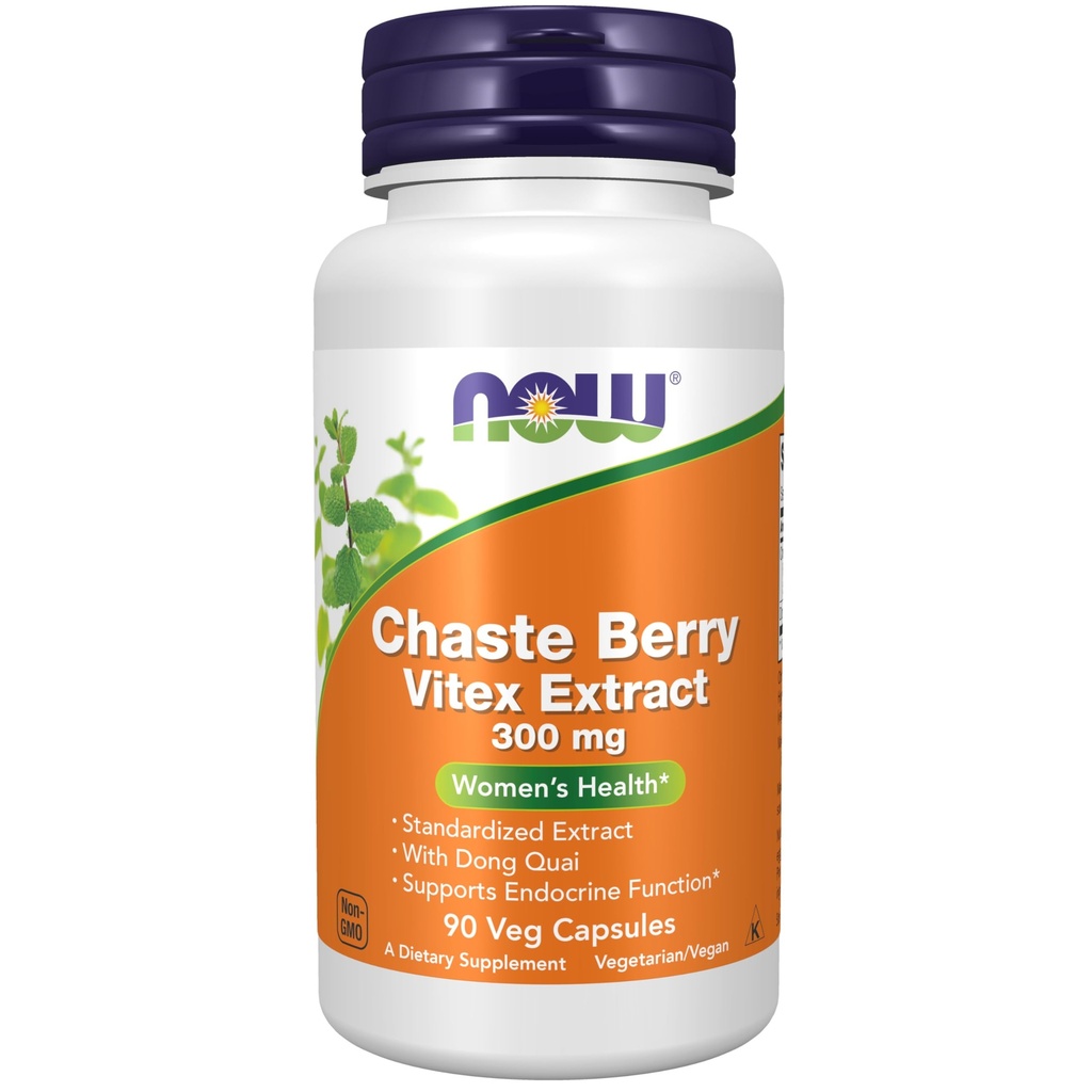 AHORA Suplementos, Chaste Berry Vitex Extracto 300 mg con Dong Quai, Salud de la Mujer*, 90 cápsulas Veg
