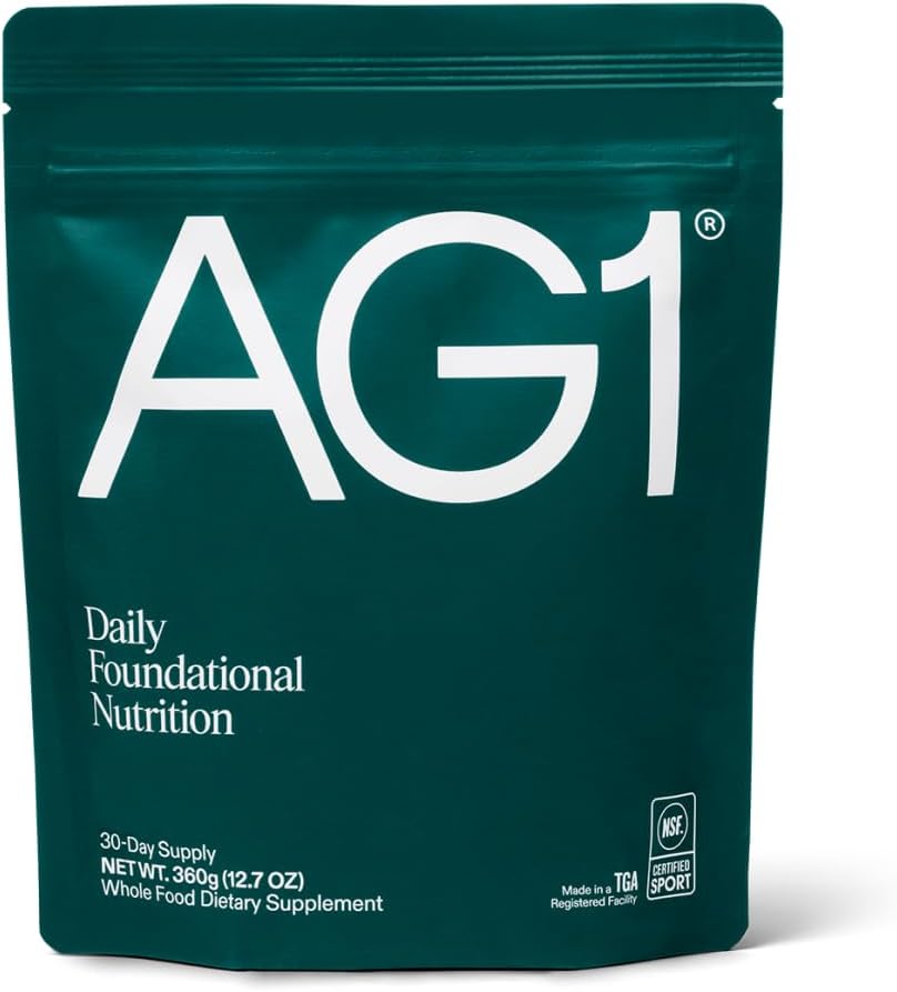 AG1 Greens Powder Refill Pouch – 75 Vitamins, Multivitamin & Probiotic | Gut Health Support | Vegan, Keto, Gluten Free | Athletic Greens Supplement - Pouch Only, Classic Formula