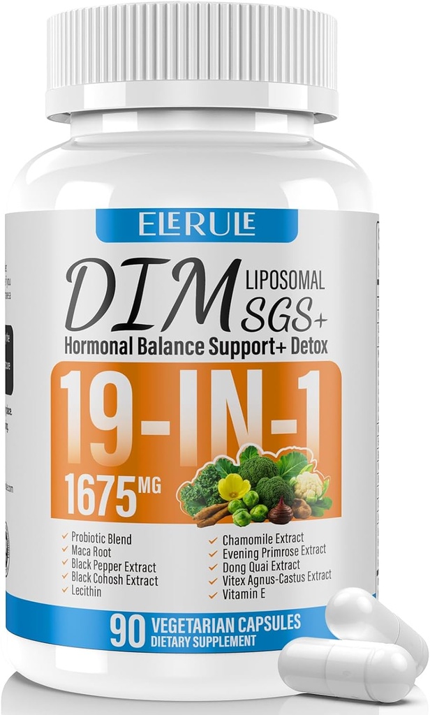 DIM Supplement Estrogen Balance for Women ' Men, 1675 mg Estrogen Supplement Hormonal Acne Support, Menopause Support, Antioxidant Support,DIM SGS 90 Veggie Capsules,44 Day Supply-028