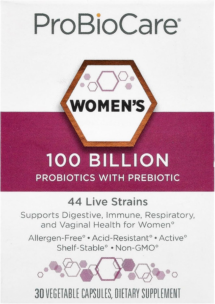 ProBioCareProbiótico para las mujeres 100 millones de UFC, apoya la salud digestiva, inmune y de Gut promueve la absorción saludable de microbioma y nutrientes (30 cápsulas vegetales)