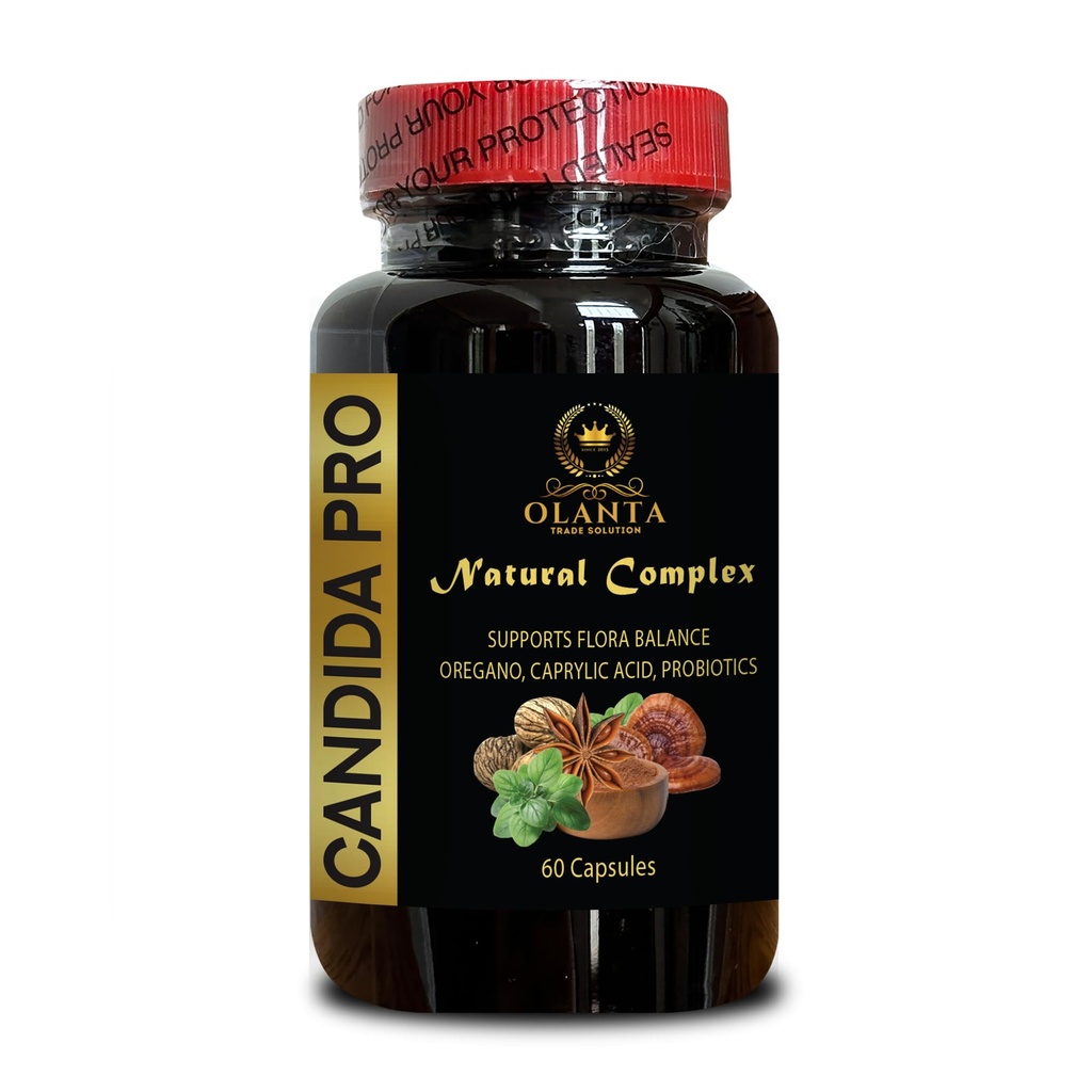 Suplemento de apoyo de Candida - cápsulas de ácido caprílico, suplementos de cándida de fuerza extra para hombres y mujeres, extracto de nuez negra - 1 botella 60 cápsulas