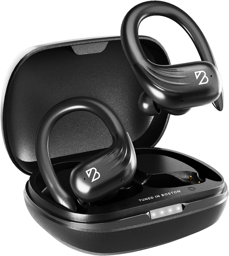 Back Bay Audio Runner 60 Wireless Running Earbuds, 80 horas Long Battery Life Over The Ear with EarHooks, Wrap Around Earphones Wireless Bluetooth Earbuds with Microphone, Earphones in Ear Headphones
