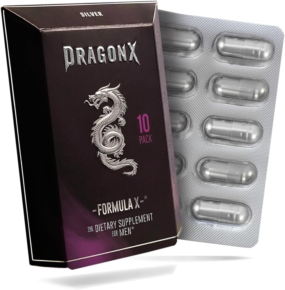 DRAGONX Silver Male Supplement for Stamina, Strength, Energy, Endurance and Drive. Fast Acting, Long Lasting Formula | 10 Capsules