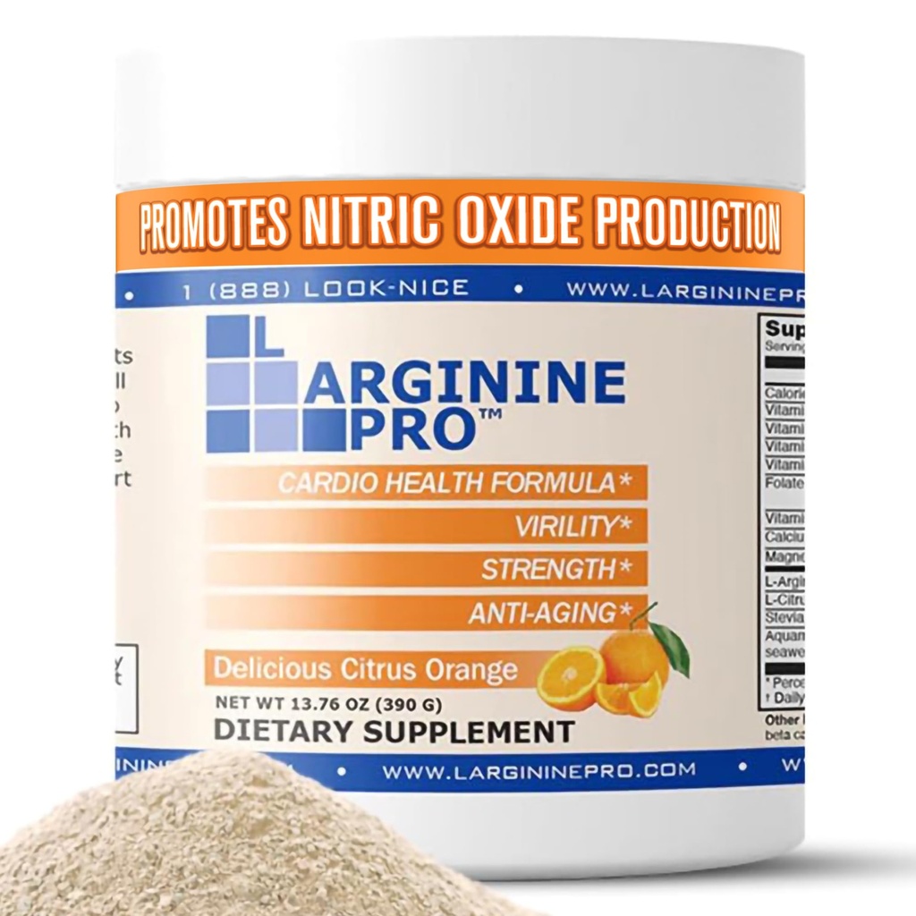 L-Arginine PRO | 5,500mg L-Arginine Plus L-Citrulline 1,100mg Orange Powder Drink Mix Supplement for Increased Nitric Oxide Production