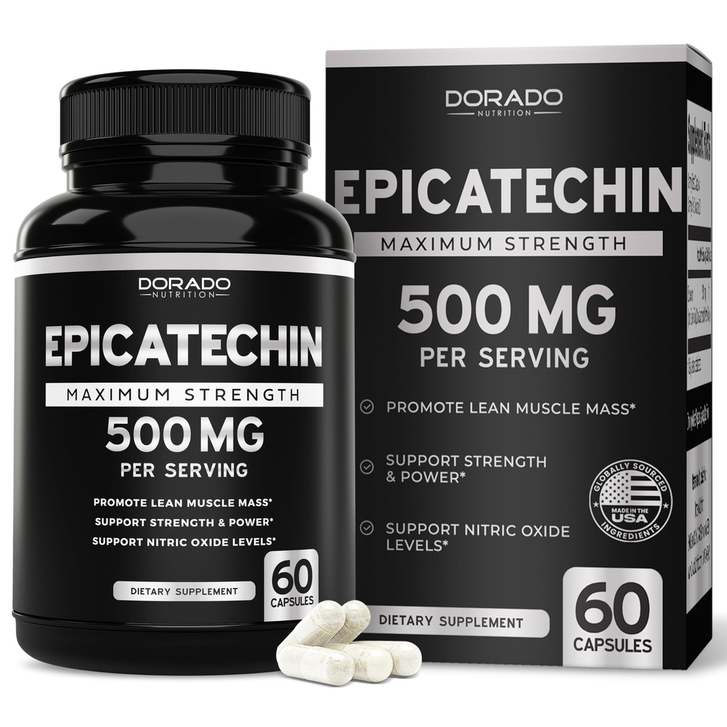 Epicatechin Extract 500mg Per Serving (60 Capsules) Myostatin Inhibitor, Myostatin Blocker for Lean Muscle, Nitric Oxide, Stamina & Endurance – Non GMO, Vegan Supplement & Third Party Tested