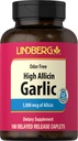 Lindberg Garlic Supplement Pills | 500mg | 100 Caplets | Odorless with High Allicin (5000mcg) | Allium Sativum Extract | Non-GMO, Gluten Free