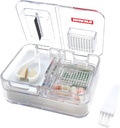 Travel Pill Box Medicine, Supplements, Vitamin Pill Organizer Daily Use Pill Case with Pill Cutter Pill Crusher and Grinder (White)