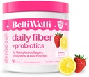 Belli Welli Fiber Suplemento para Mujeres Men, Premium Daily Fiber Powder de Acacia Orgánica con Agregado Collagen, Electrolytes sensibleProbióticos, No Bloat, Constipation limitadaGut Health Support (Strawberry Lemonade)