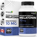 Renovar Activos Melatonin 10mg por Serving – Promueve un Más Profundo, Más largo &amp; Ideal para el manejo del sueño, Jet Lag &amp; Reset Your Sleep Cycle - Made in Canada - 180 Tablets