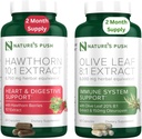 Empuje Hawthorn Berry y Hoja de Oliva Bundle de Super Potent 10:1 Extracto de Berry Hawthorn (2 Mes de Suministro) y Oliva Super Potent 8:1 Extracto 20% Oleuropein 750mg Cápsula (2 Mes de Suministro)