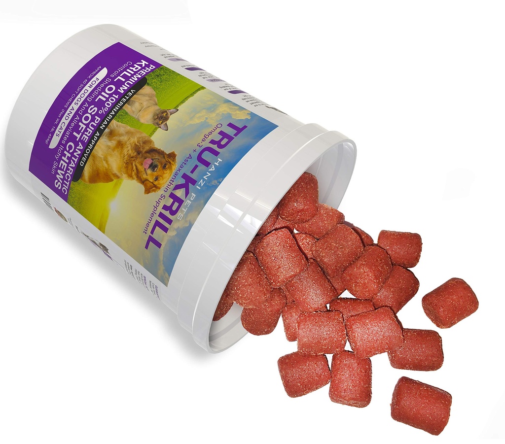 #1 Premium Antártico Krill Oil Soft Chews for Dogs TENIDO Rich in Omega 3 TENIDA Astaxanthin TEN Vitamin E Silencio para Skin and Coat TEN Low Allergen TEN Low Calorie TEN CGMP Certified Silencio Made in USA ← 60 Savory Soft Chews