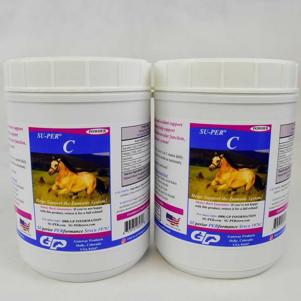 SU-PER C Vitamin C for Horses - Equine Antioxidant & Immune Support Supplement - Horse Vitamins & Minerals Supplement - 2.5 Pounds, (2 Pack)