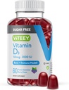 Viteey Vitamina D3 Gummies para Adultos &amp; Adolescentes - 2.000 UI, 50mcg - Sugar Gratis, Hueso, Conjunto &amp; Muscle Health, Immune Boost - Vegetarian, Gelatin Gratis, GMO Gratis - Tasty Chewable Berry Flavored Gummy