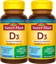 Nature Made Maximum Strength Vitamin D3 10000 UI (250 mcg), Suplemento dietético para bonificación, dientes, musculoso y soporte de salud inmune, 60 Softgels, 60 Day Supply - Pack de 2