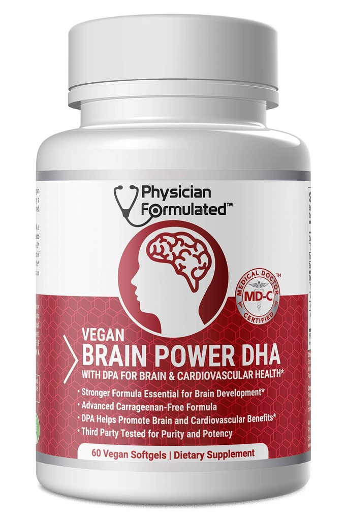 Vegan DHA for Brain and Prenatal 100% Algae Based Omega 3 Essential Fatty Acids with NO Carrageenan, NO Vegetable Oil Plus 2500mcg Astaxanthin
