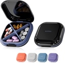 Caja pequeña de pill, Caja de pill, Contenedor de Píldora de Viajes, Portable, Caja de Píldora de Bolsillo para Purse, Organizador Mini Pill para Medicina, Cute 5 Colores (Negro)