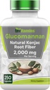 tnvitamins Glucomannan Capsules 2000 MG - 250 Count | Natural Konjac Root Fiber Extract Powder Supplement | Soluble, Dietary, & Digestive Fiber Pills | Produced in The USA | Non-GMO & Gluten Free