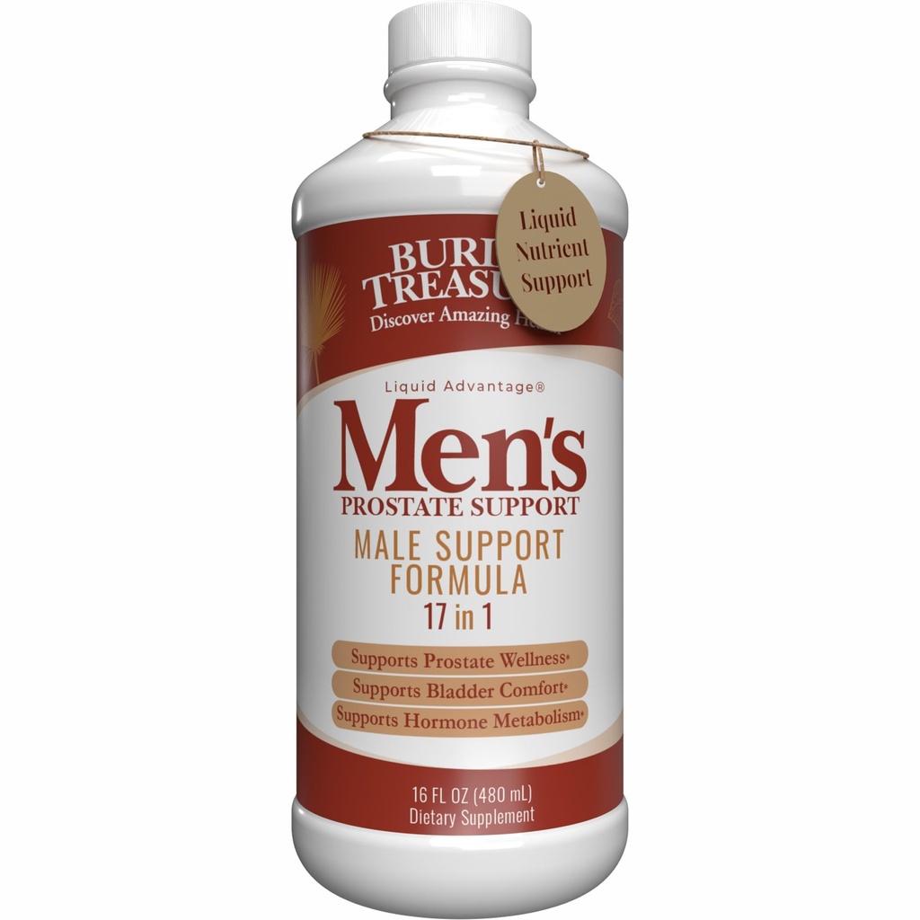 Tesoro enterrado: la próstata masculina completa - Natural Herbal Fórmula Suplemento w / Saw Palmetto, Pygeum Bark, " Stine Nettles to Support Healthy Urinary " Prostate Function - 16 oz